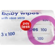 PAYLESS Baby Wipes With Aloe Vera 3 packs x 100 Wipes