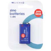 Clicks Zinc Batteries 9V 1 Pack